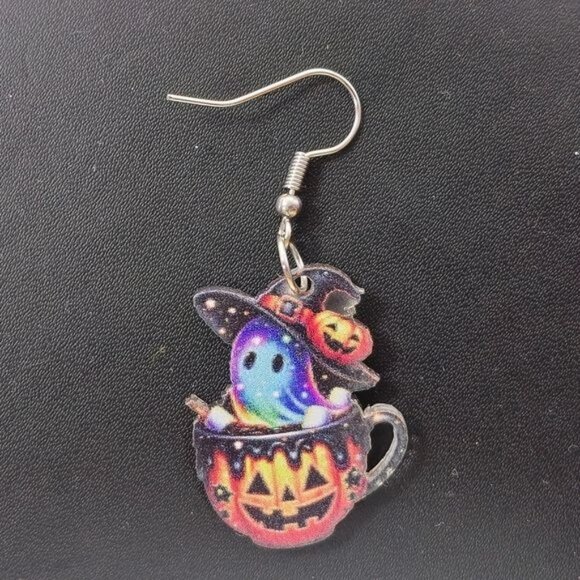 ๐ Halloween Ghost in Pumpkin Cup Earrings (NWOT) - Picture 4 of 6